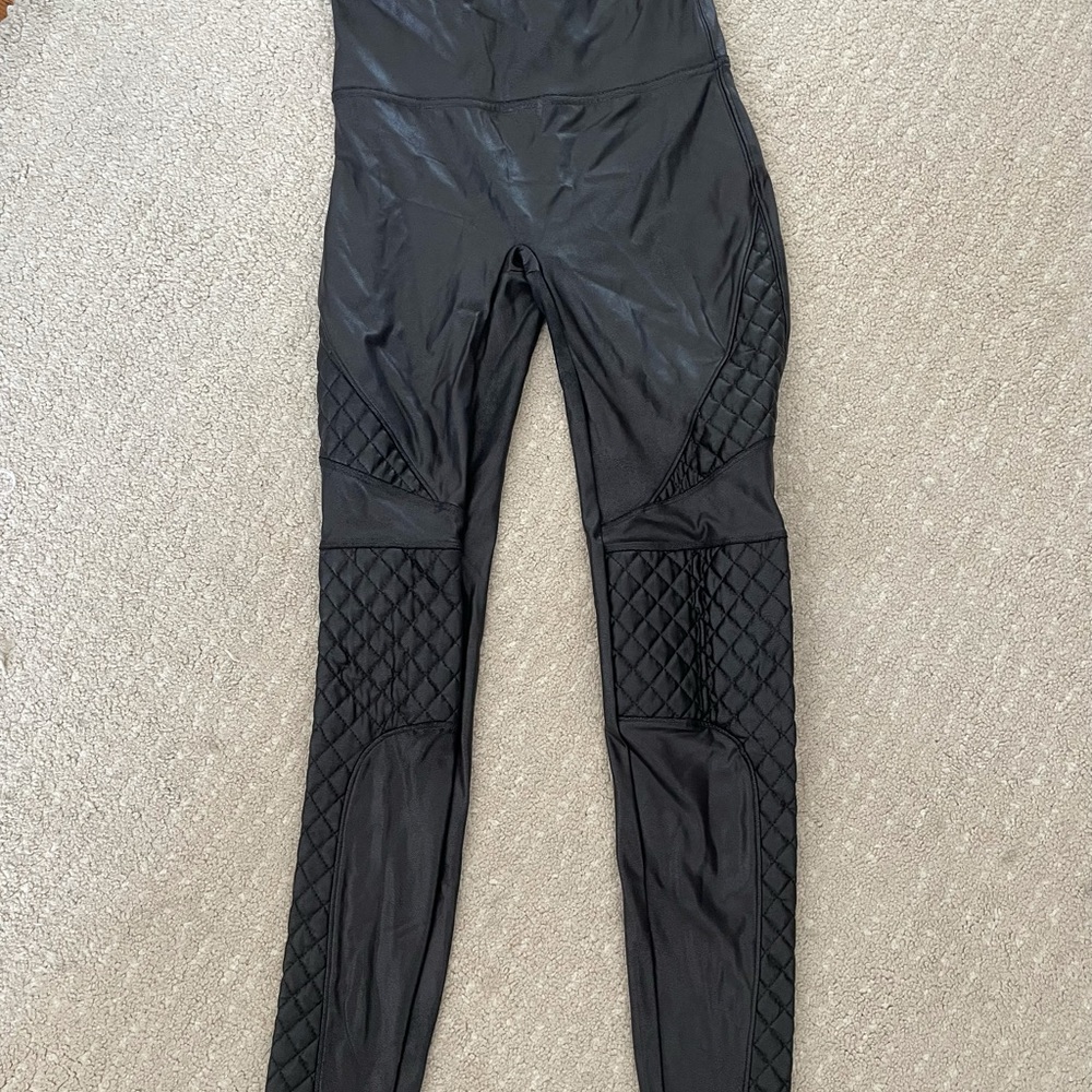 Spanx high rise leather moto leggings